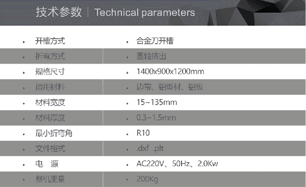 L3-鋁型材彎字機技術(shù)參數(shù)表